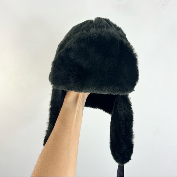 Y2K Canadian made black faux fur warm Yukon trapper winter ear flap hat 7 1/8 - Picture 2 of 13